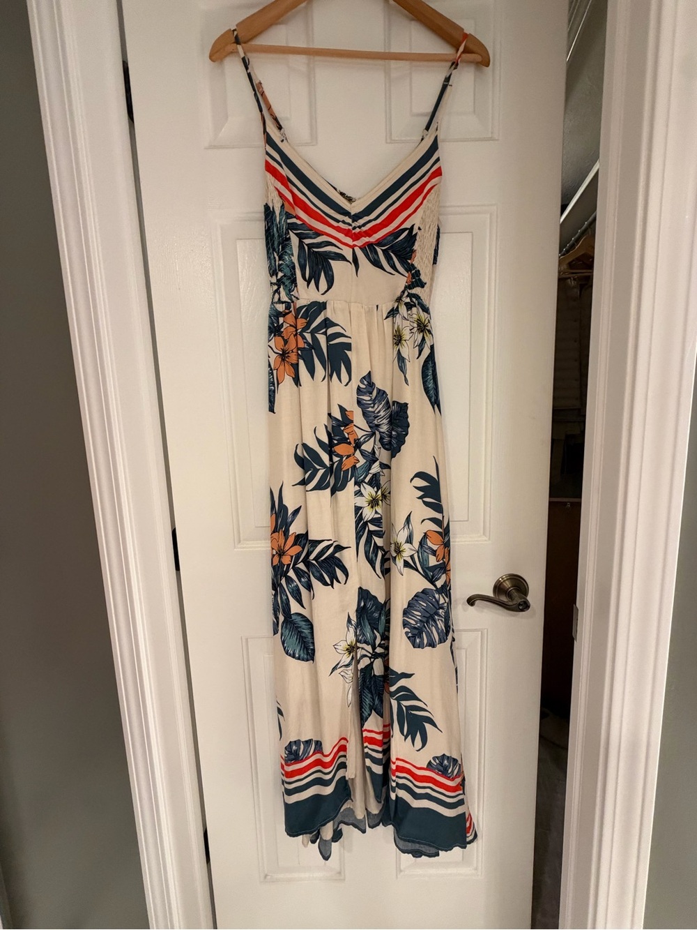 Allison Joy Cream Tropical Floral Maxi Dress